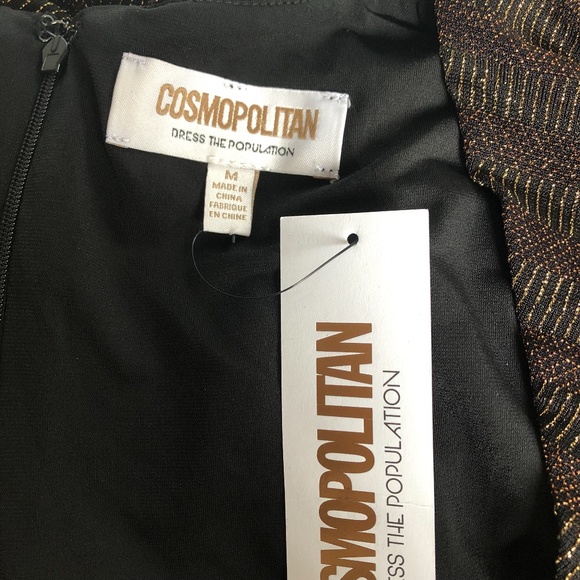 Dress the Population x Cosmopolitan Dress Size M Maya Metallic Mini Chevron - Picture 5 of 10